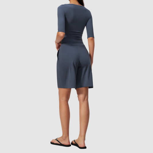 Wholesale Women’s Mid-Sleeve Top & Shorts Yoga Set
