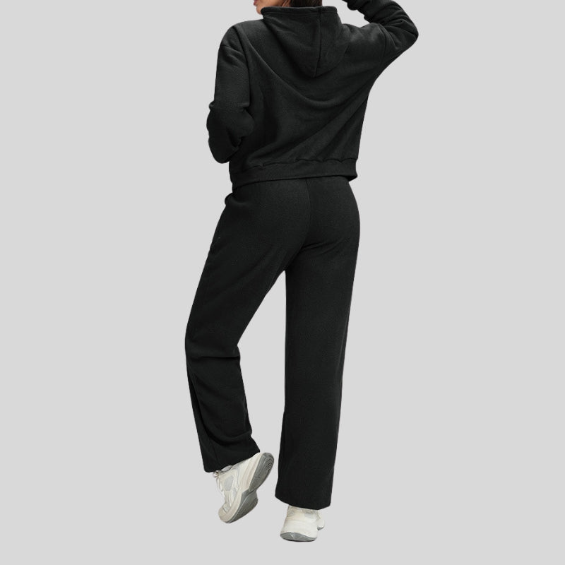 Double-sided fleece loose-fitting sweatshirt and pants set
