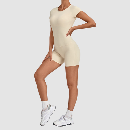 Wholesale Women's Open-Back Adjustable Yoga Bodysuit – Slim-Fit Butt-Lifting Short Romper