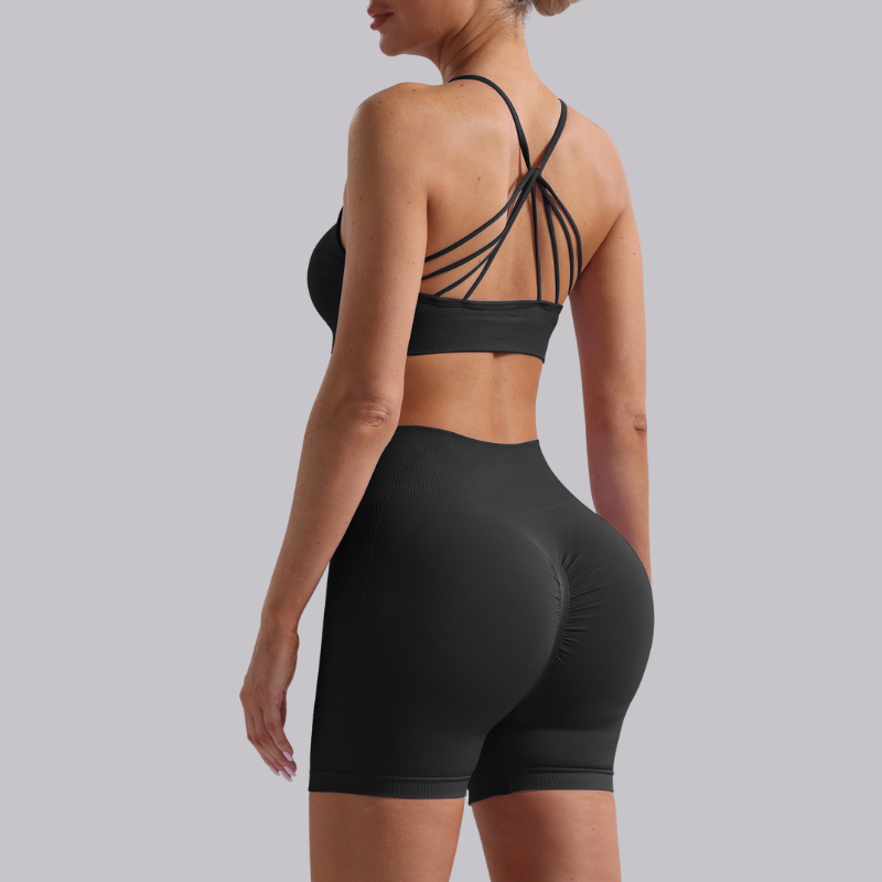 Seamless beautiful back bra + shorts two-piece set