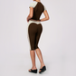Wholesale Women's Colorblock Bare-Feel Yoga Set Short Sleeve Top & Capri Pants