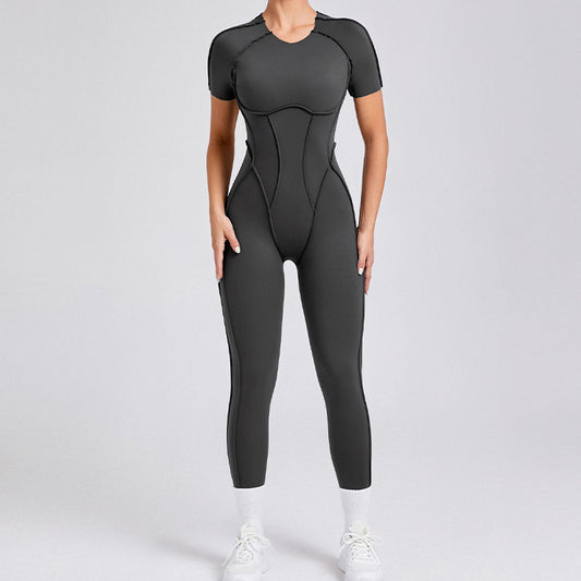 Wholesale Short-sleeved backless leggings bodysuit | Wonderxfans bulk activewear
