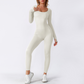 Women's Strapped Ribbed Jumpsuit Sports Yoga Bodysuit