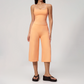 Wholesale Women's Brushed Spaghetti-Strap Tank Top & Wide-Leg Cropped Pants Set – Seam-Detail 2-Piece Yoga Set