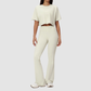 Wholesale round neck short sleeved top+flared pants 2-piece set