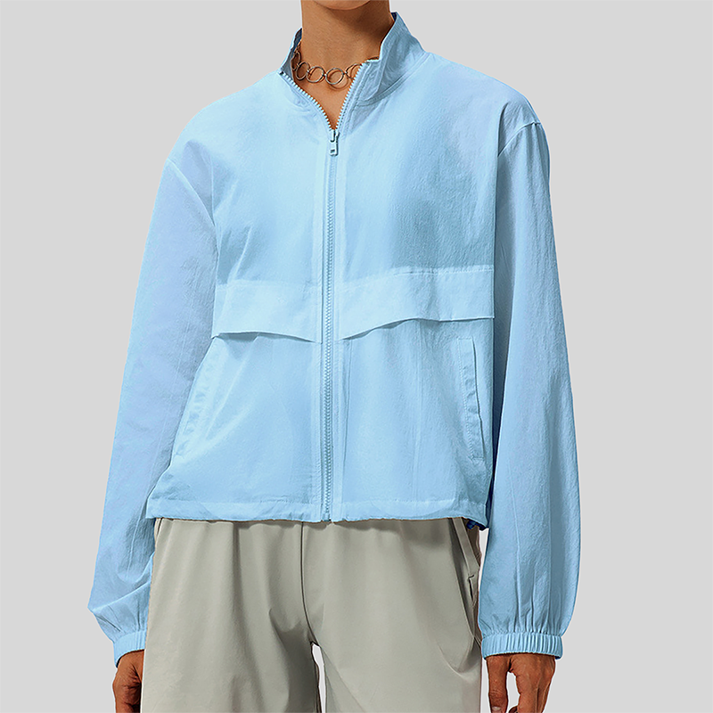 Women's Outdoor Windbreaker Loose Casual Yoga Jacket with Stand Collar