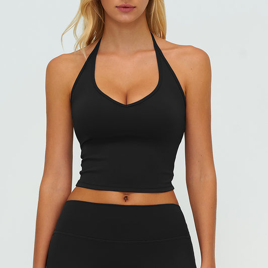 Wholesale Halter-neck open-back sports tank top | Wonderxfans bulk activewear