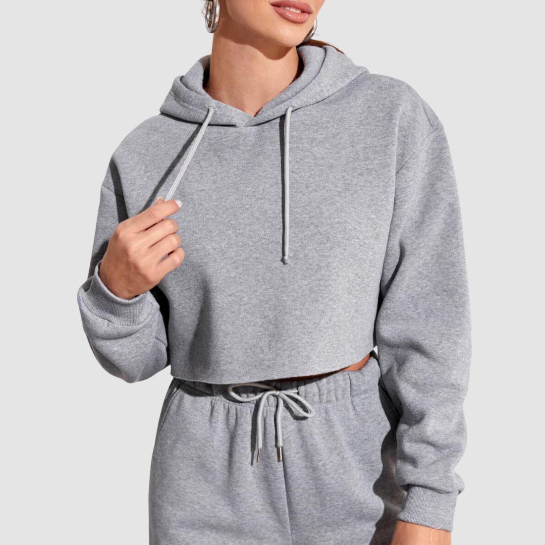 Wholesale Women's Cropped Pullover Hoodie – Loose Distressed Streetwear