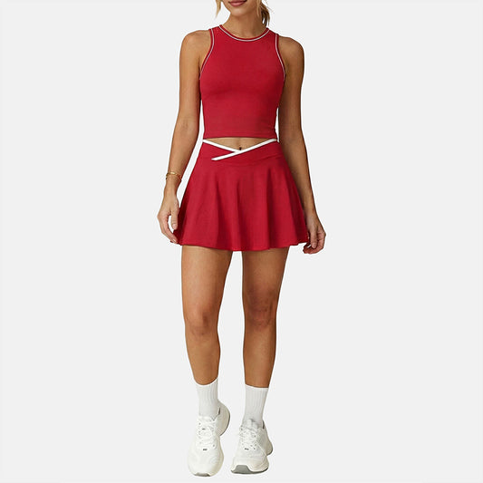 Wholesale women's tank top + A-line skirt 2-piece set