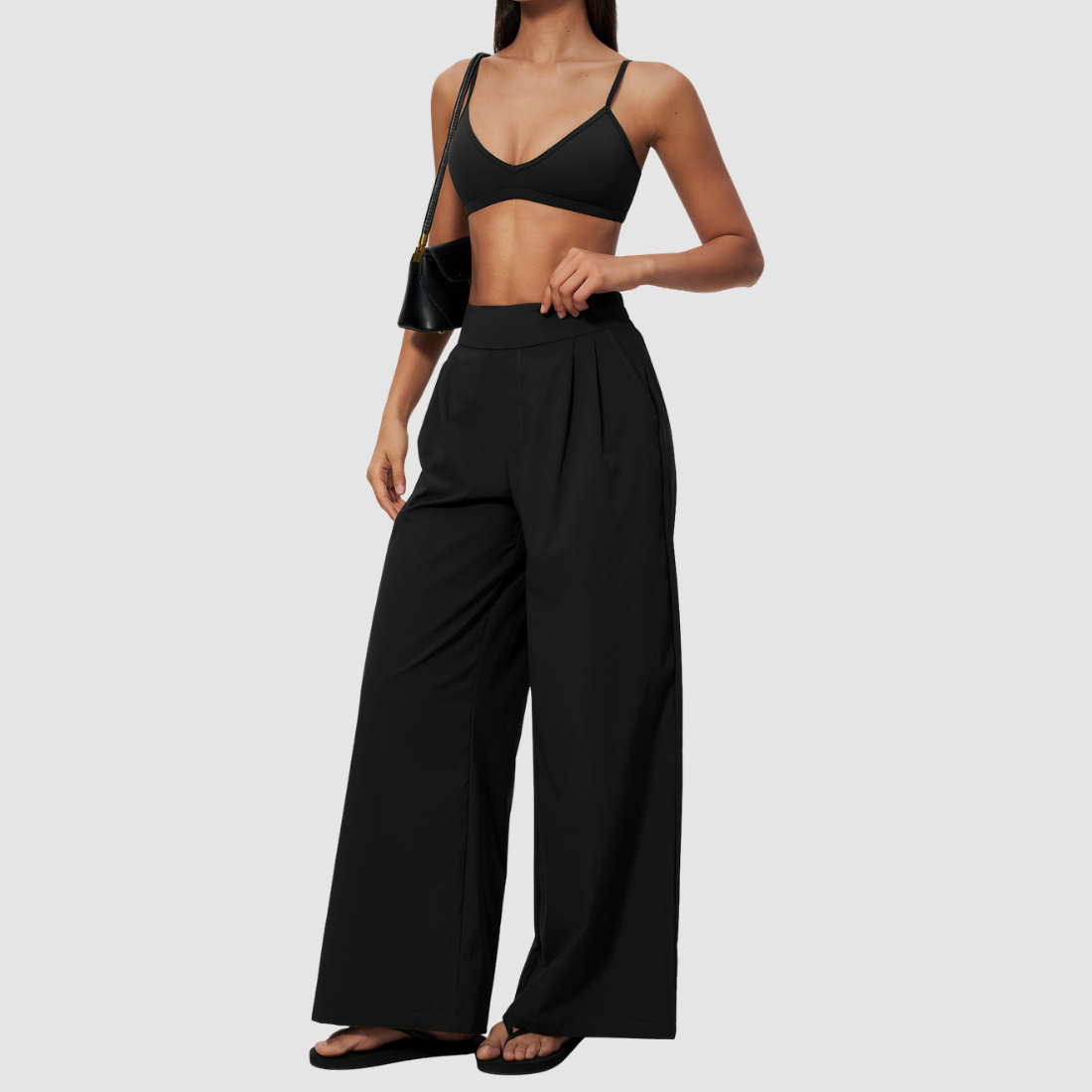 Wholesale Women's Brushed Cross-Back Bra & Wide-Leg Pants Yoga Set