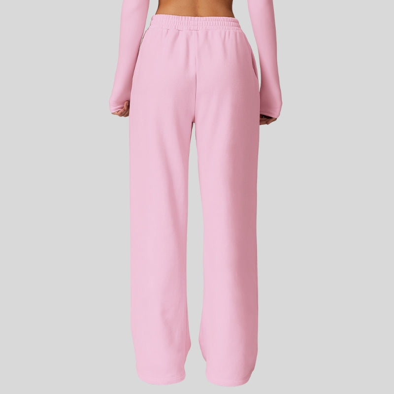 High-waisted wide-leg casual straight-leg pants