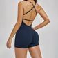 Wholesale women's one piece contrasting suspender sports jumpsuit