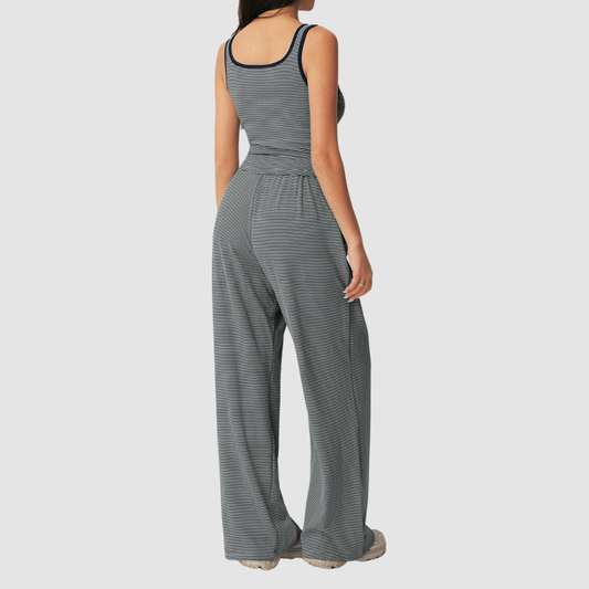 Wholesale Women's Contrast Cropped Vest & Polka-Dot Wide-Leg Set