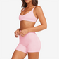 Cross back quick drying sports bra and high waisted shorts set