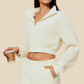 wholesale Women's Activewear Fleece-Lined Stand-Collar Zip Cropped Jacket