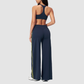 Nude-feel removable padded bra + high waist + high-waisted pants set