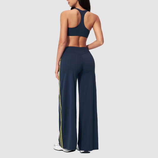 Nude-feel removable padded bra + High-waisted pants set