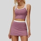 Two-piece contrasting sports tank top + A-line skirt