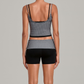 Wholesale Women's Retro Print Double-Strap Yoga Vest+High-waist Shorts Two-Piece Set