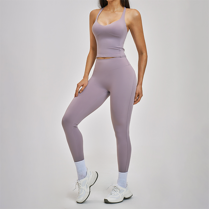 Wholesale Cross Back Tank Top+High Waist Legging 2-piece Set