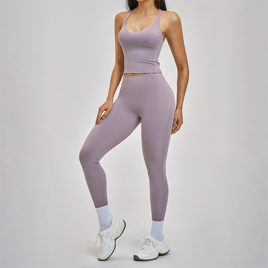 Wholesale Cross Back Tank Top+High Waist Legging 2-piece Set