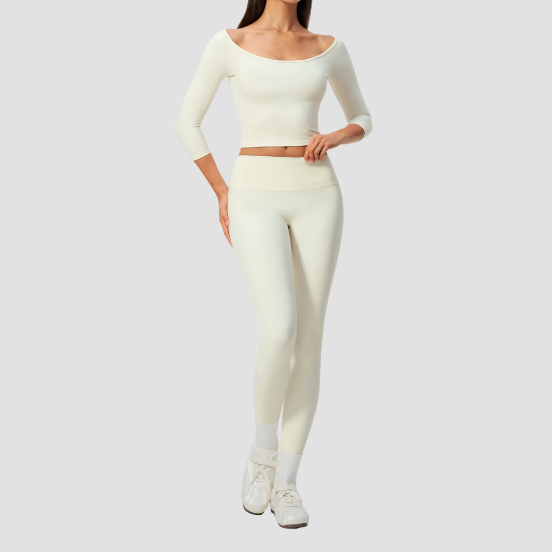 Wholesale Women High Elastic Slimming Mid sleeve T-shirt + High waist and hip lifting legging set
