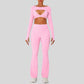 Naked Feel Sports Bra+Long sleeve jacket+High-waisted flared pants 3-Piece Set