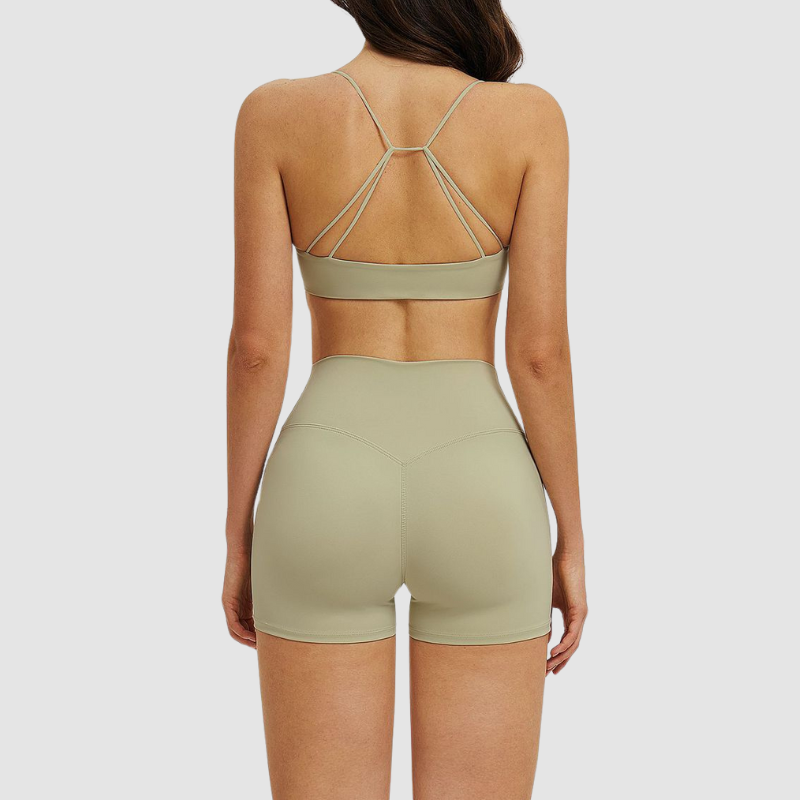Wholesale thin-strap sports bra + shorts 2-piece set