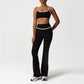Quick-Drying Built-In Pads Bra + High-Waisted Flared Pants 2-Piece Set