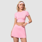 Wholesale cropped athletic T-shirt + faux two-piece skirt