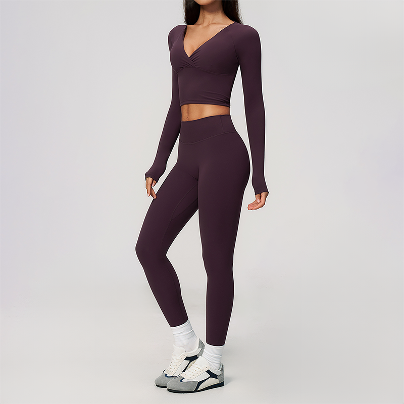 Wholesale Women's Cream-Feel Fleece Long Sleeve Top & High-Waist Leggings Set
