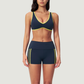 Wholesale Color Block V-Neck Sports Bra & Fold-Up Shorts Set