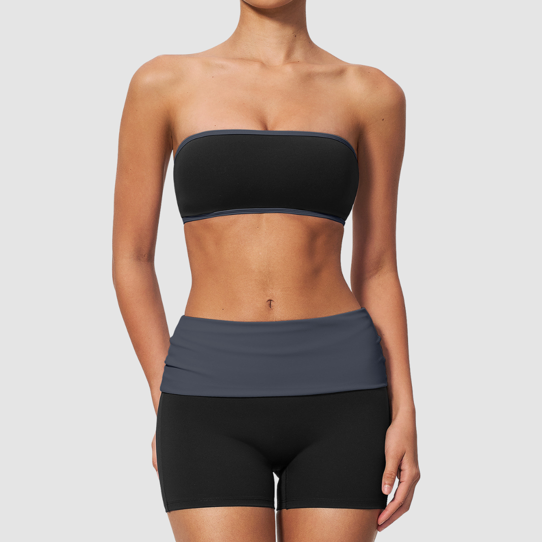 Wholesale Bandeau Contrast Color Yoga Set – Hip Lifting Fitness Outfit