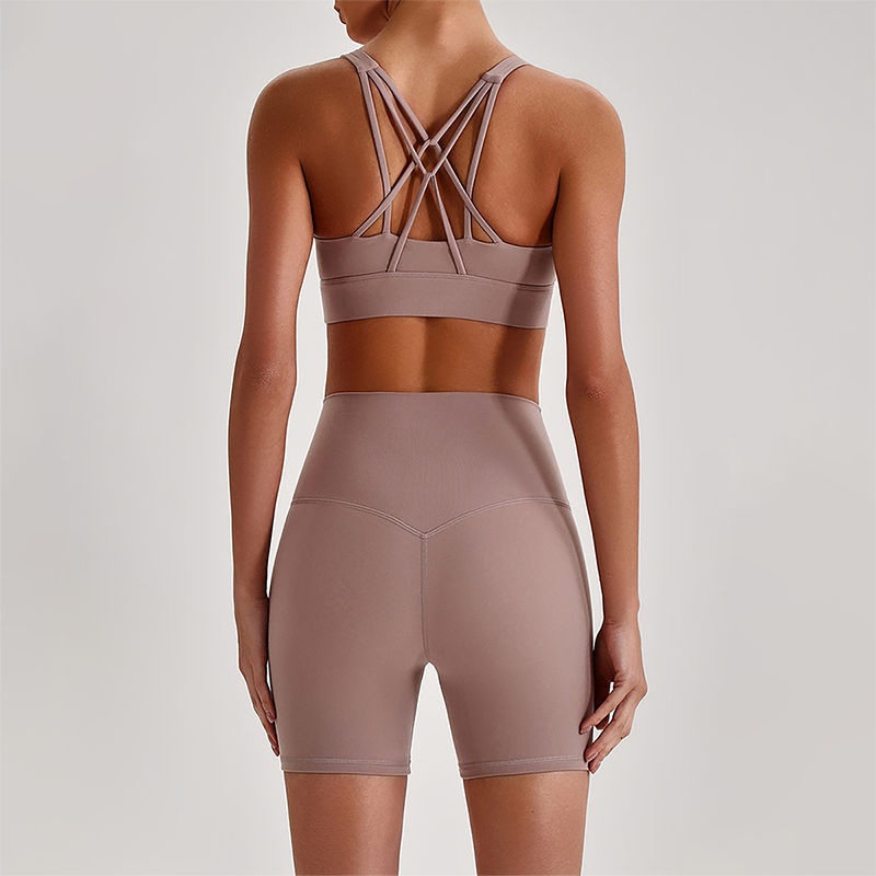 Wholesale Women's Quick-Dry Naked Feel Vest+Fitted Biker Shorts Yoga Set