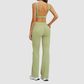 Wholesale Solid Color Halter Neck Sports Bra + High-Waisted Flare Pants