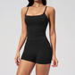 Wholesale Women's Brushed Tank Top & Booty-Lift Shorts Set – Seam-Detail Naked-Feel Yoga 2-Piece Set