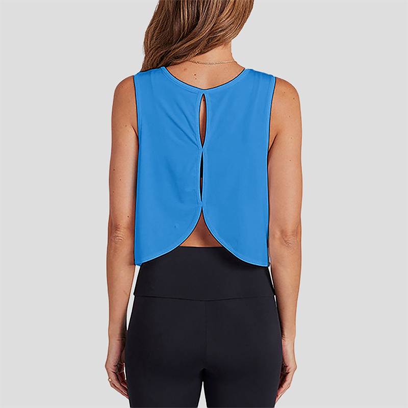Wholesale Women's Open-Back Yoga Vest – Loose Breathable Gym Running Tank Top