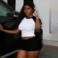 Wholesale Women's Colorblock Short Sleeve Crop Top & Shorts Athletic & Hairband Set