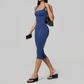 Wholesale Women's Bare-Feel Square Neck Yoga Jumpsuit with Chest Pad & Capri Shorts