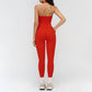 Halter neck backless tank top + high-waisted leggings 2-piece set