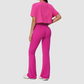 Wholesale round neck short sleeved top+flared pants 2-piece set