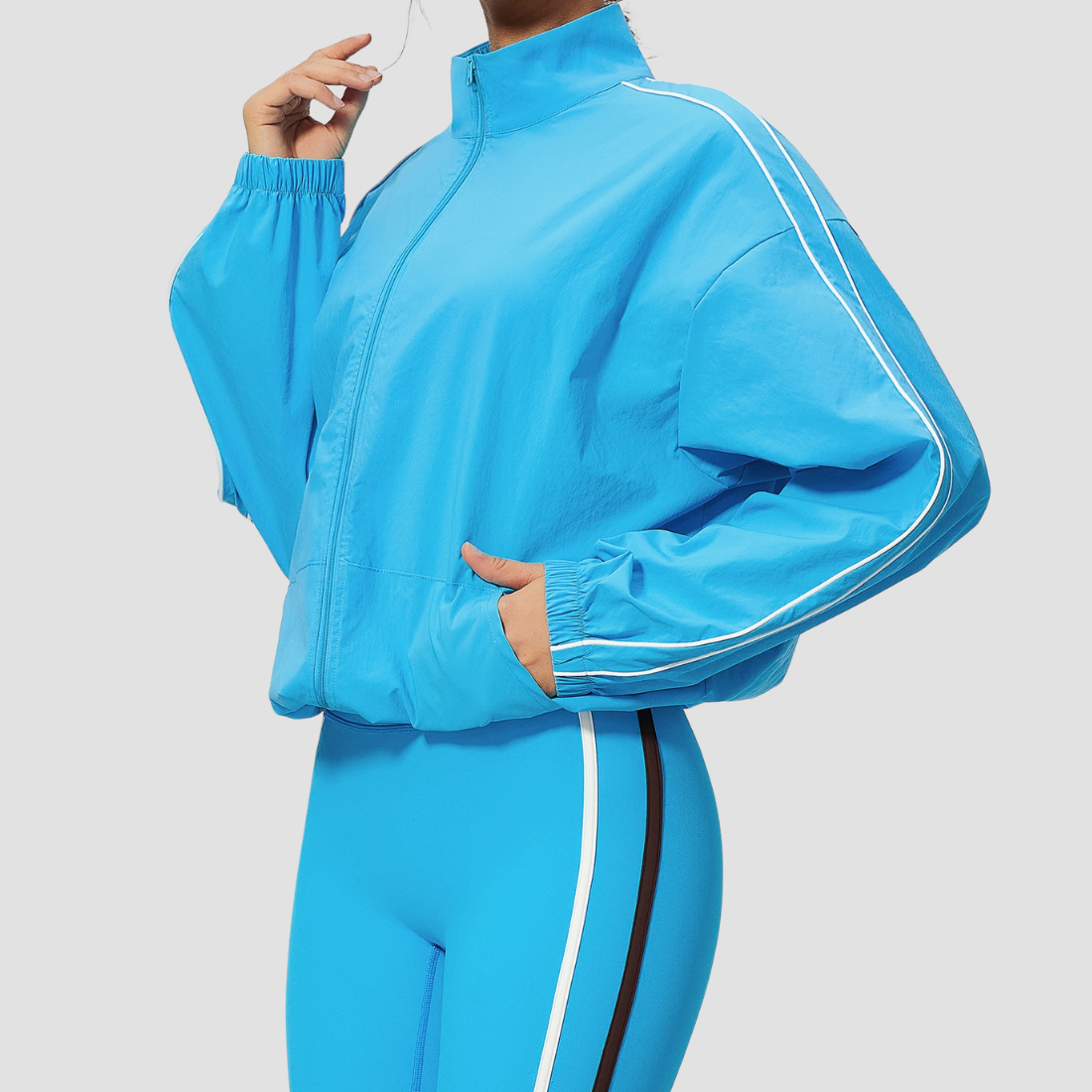 Wholesale Women's Quick drying high elasticity Stand-Collar Zip Sports Jacket