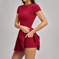 Solid Half Zipper Pleated Anti-Exposure Tennis Dress