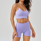 Crossover spaghetti strap bra & shorts sport sets
