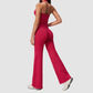 Wholesale Women's V-Neck Halter Sports Bra & Flare Pants Set – Seamless Ribbed Yoga Activewear