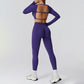 Seamless Long Sleeve Sports Top + hoch taillierte Leggings 2-teilige Leggings