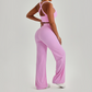 Wholesale Women's Peach Lift High Waist Flare Pants Yoga Set – Cross Back Sports Bra 0258