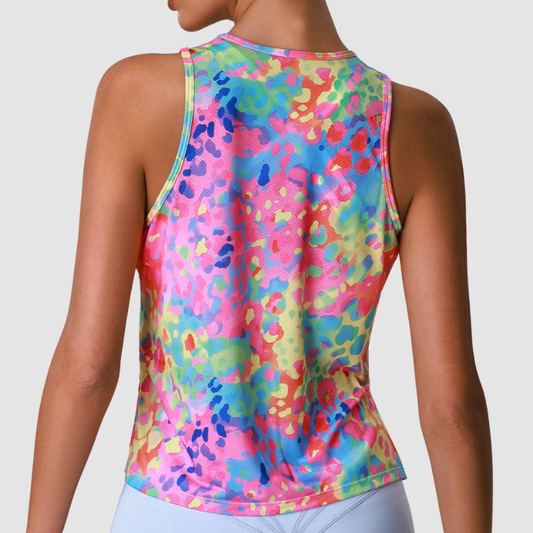 Wholesale Women's Floral Print Ice Silk Athletic Tank Top – Moisture-Wicking Gym Running Fitness Vest