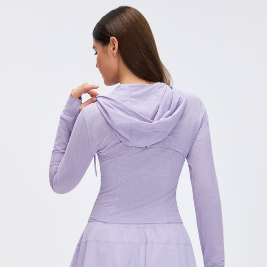 Wholesale mesh hooded yoga jacket | Wonderxfans bulk activewear