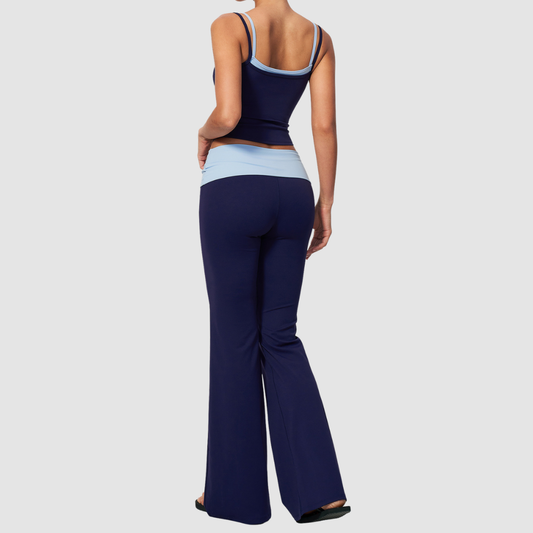 Wholesale Contrast Color High Waist Yoga Set – Tummy Control Fitness Outfit